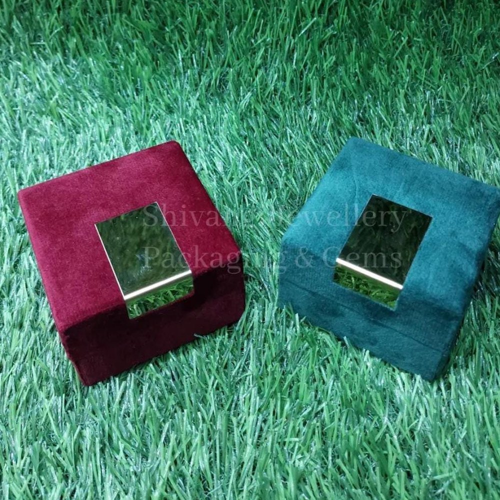 Rectangle Magenta and Blue Wooden Jewellery Ring Box, Size/Dimension: 3x2ibch