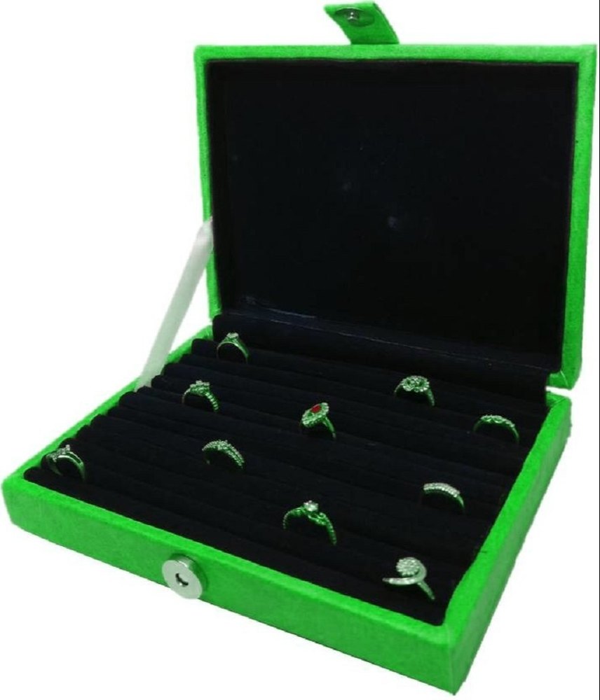 Green And Black Rectangle Wooden Ring Box