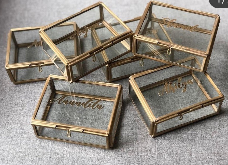 Handmade Brass Glass Box With Metal Frame