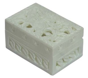 Soapstone Decorative Inlay Work White Marble Boxes