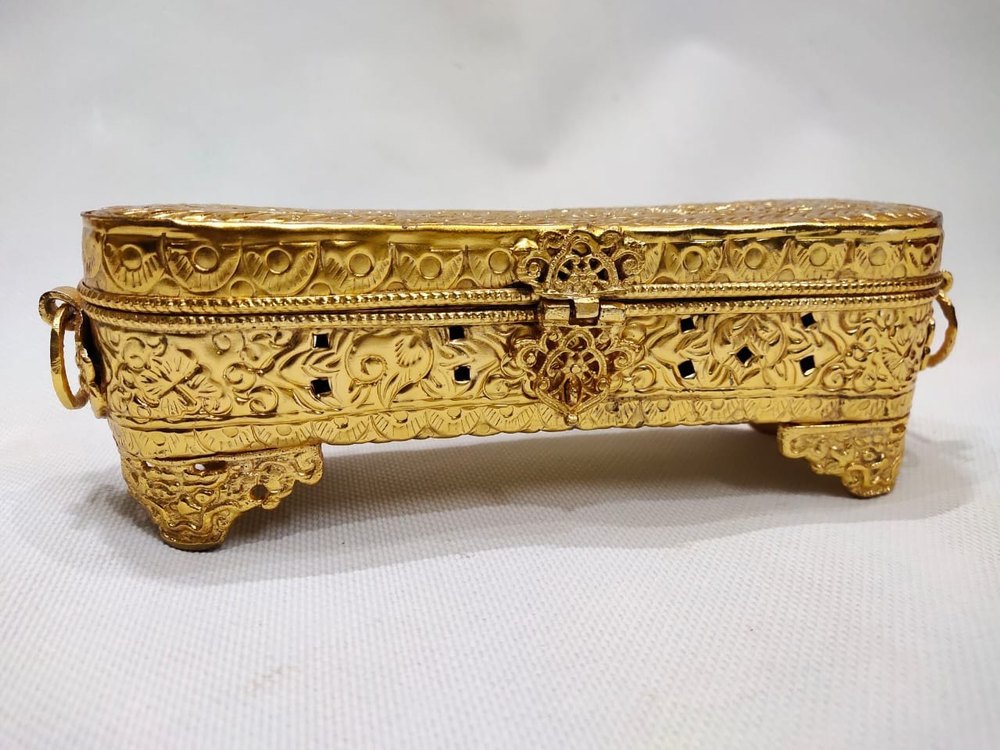 Rectangle Gold Copper Jewellery Box, For Home, Size/Dimension: 20inch