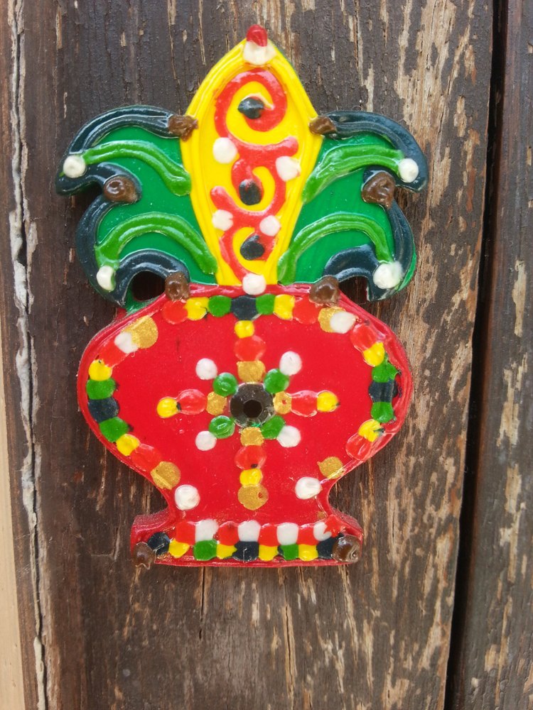 Traditional Hand Painted Wooden Kalash For Door Decoration
