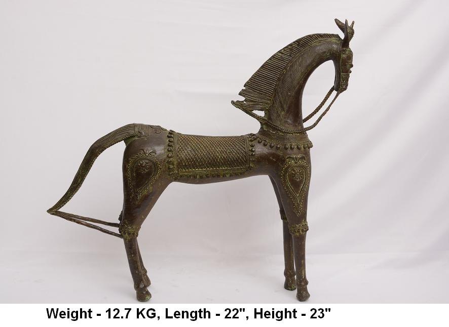 Brass Brown Handicraft Dhokra Horse, For Decoration