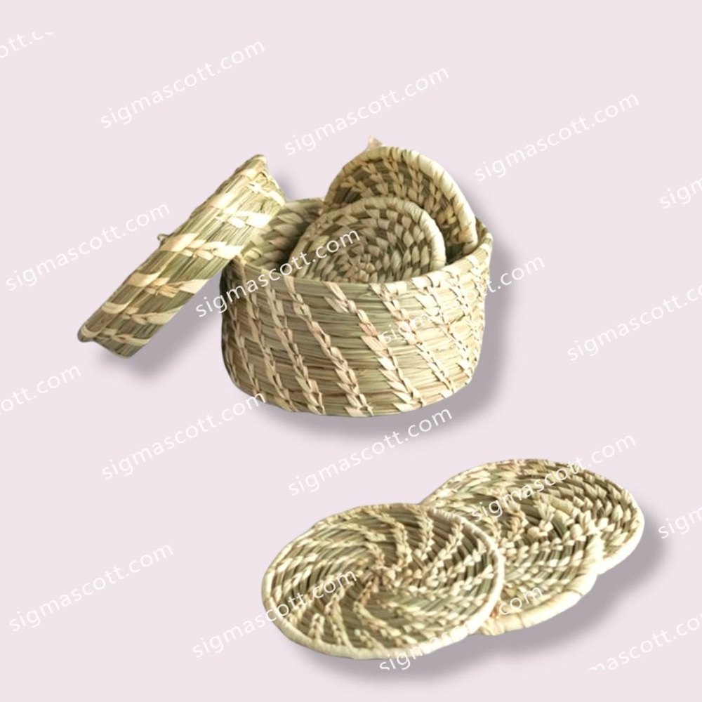 Indian Traditional Handicraft Sabai Grass Small Storage basket, For Decorative, 6x3