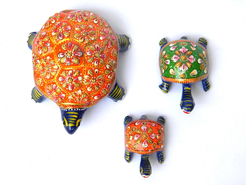Metal Tortoise Wood Turtle Indian Made Handmade handcrafted Undercut Carving Inlay