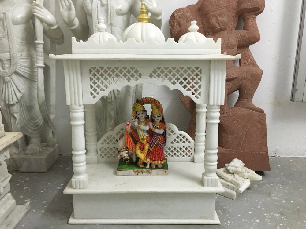 White Vertical Marble Designer Temple, For Home, Size: 3 Ft