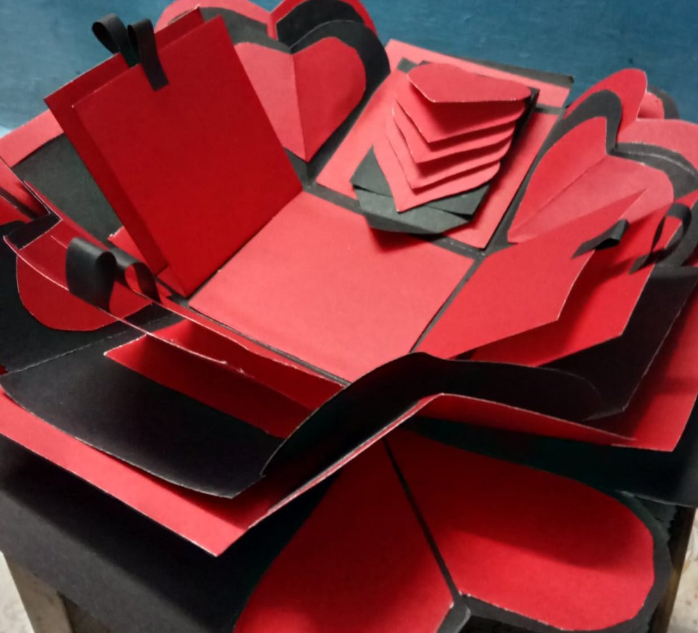 Black And Red Theme Explosion Box 3 layered