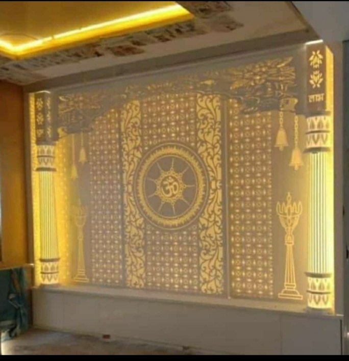Stylewell India Glossy Diesgner Corian Mandir Acrylic Solid Surface temple, Size: 12*2.5