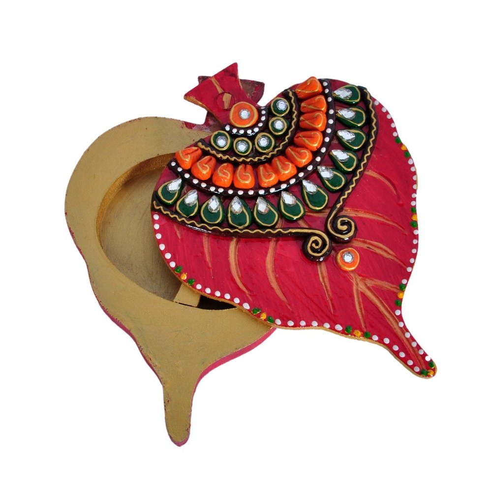 Wooden And Paper Mesh 12- (Leaf Shape Handmade Showpiece), For Decorative, Packaging Type: Box