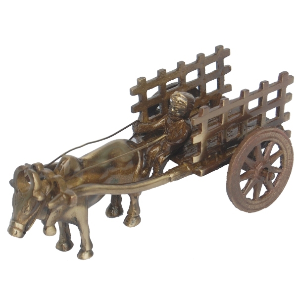 Aakrati Handcrafted Bull Cart Statue Made By Brass