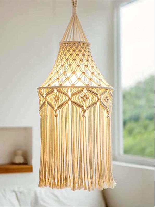 Macrame Woven Bohemian Handmade Chandelier Lantern Lampshade
