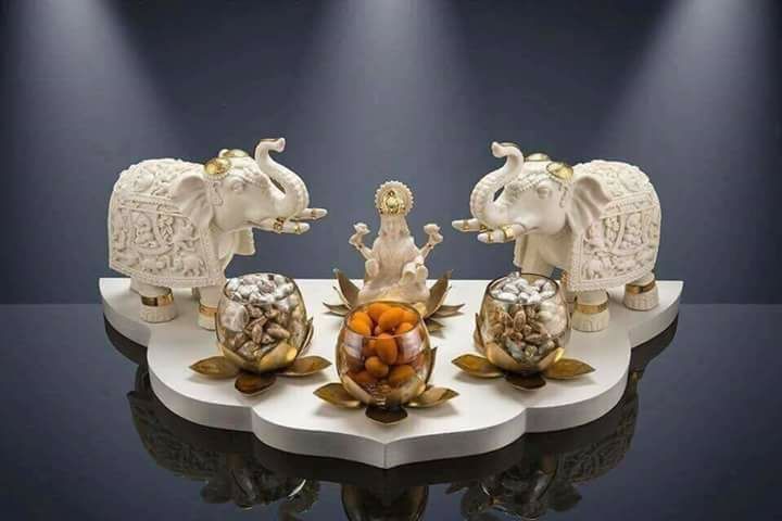 24kt Gold Platted 1 Set Gaj Lakshmi Platter Gift