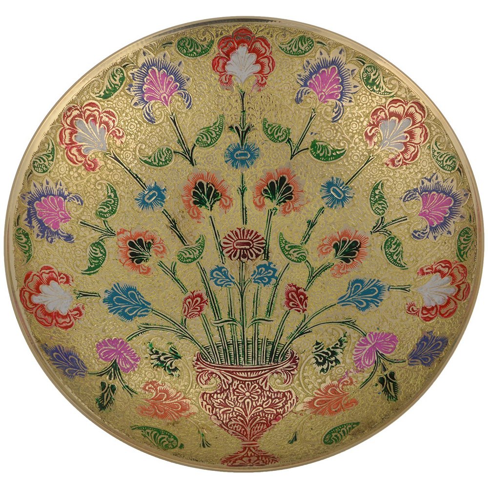 Multicolor Brass Minakari Bowl Home Decor L9.5 x W9.5 x H2.5