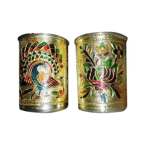 Handcrafted Gold Meena Work Glass