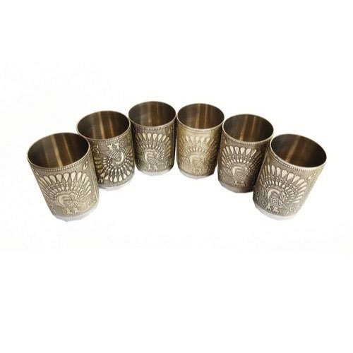 Stainless Steel Handicraft Meenakari Glass, Size: 5 Inch, Capacity: 200 Ml