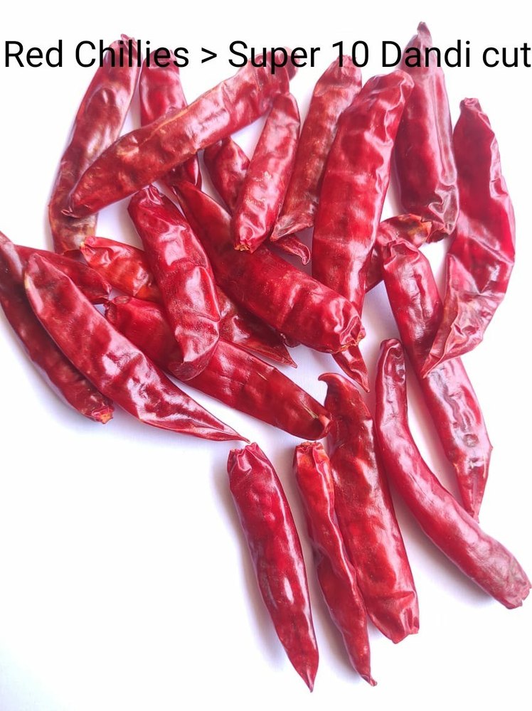 Guntur Super 10 Dried Whole Red Chilli Dandi cut, 50kg
