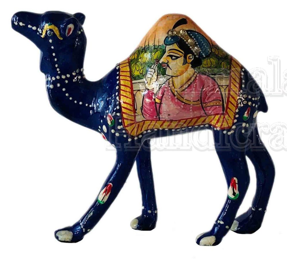 Animal Figure Multicolor Metal Painted Shikar Carving Camel Statue, For Interior Decor, Size: 3 Inch