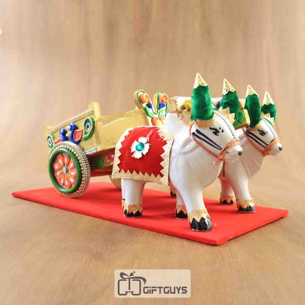 Red Wooden Decorative Bullock Cart