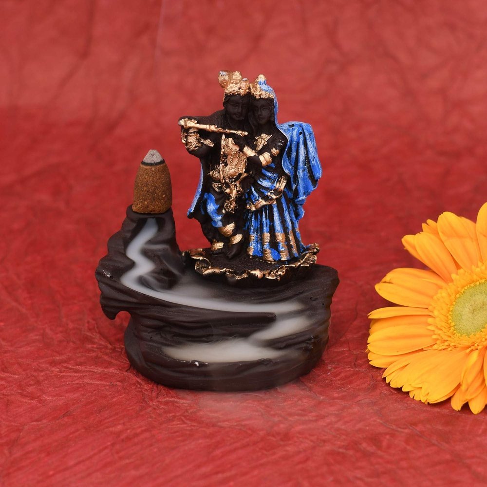 Polyresin Radha Krishna Smoke Fountain, For Home Decor, Packaging Type: Box
