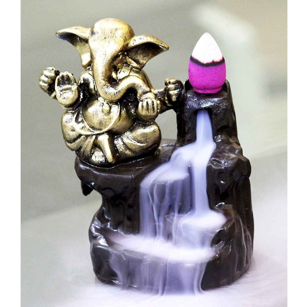 Little India Resin Carved BABY GANESHA BACK FLOW SMOKE FOUNTAIN 4, Packaging Type: Box, Size/Dimension: 10