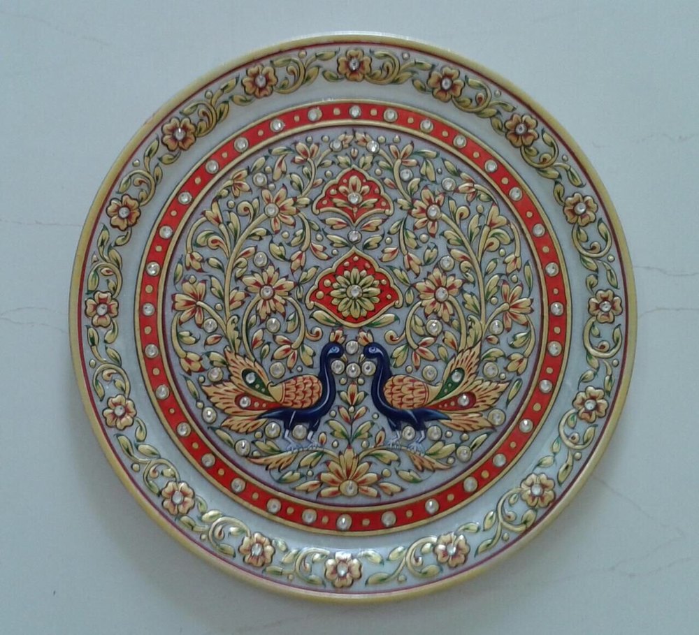 Multicolor Marble Plate For Gift, 9
