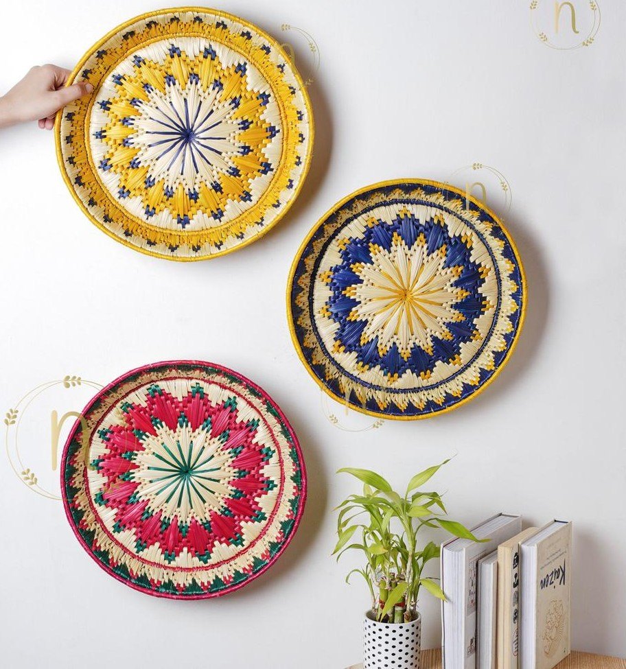 theperfectbazaar Multicolor Moonj Plates wall decor, Size: 12 Inch