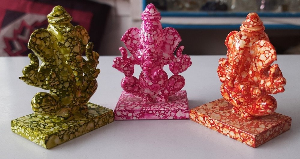 Multicolor Glass Ganesh Idol, 3 Inch