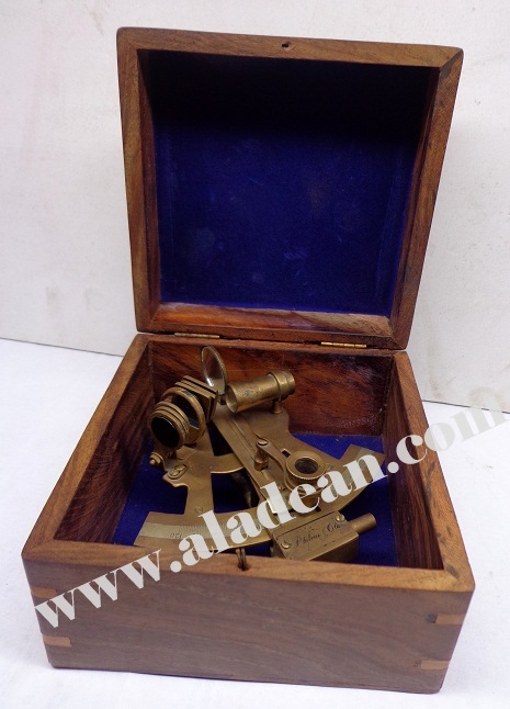 Brass Sextant With Wooden Box