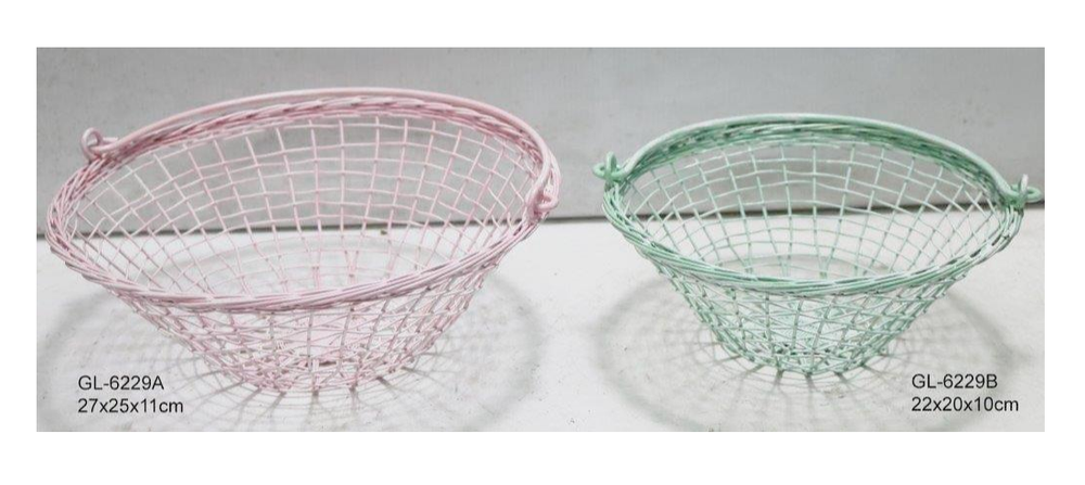Handknitted Wire Baskets with Handle for Ease In Carrying, Large:27x25x11cm