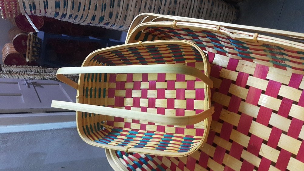 Pink And Green Rectangular Hamper basket, 150gm, Surface