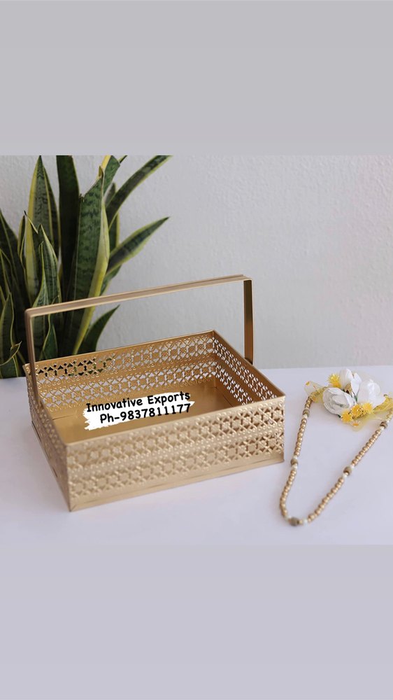 Golden Metal Hamper Exclusive Basket