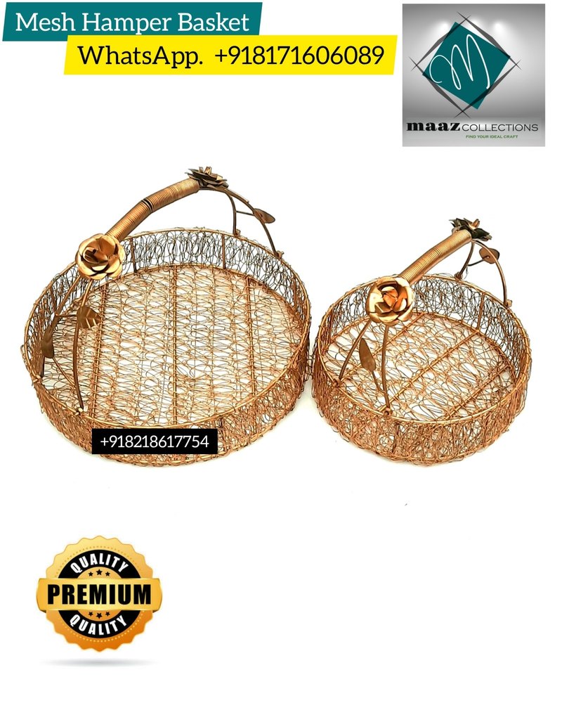 Gold iron Round Gift Basket, For Gifting, Plating