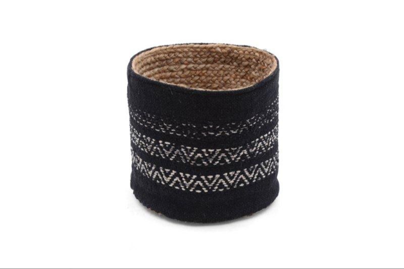 Black Cotton Jute Boho Style Plant Holder Basket, Size: Small, 30x30x30 cm