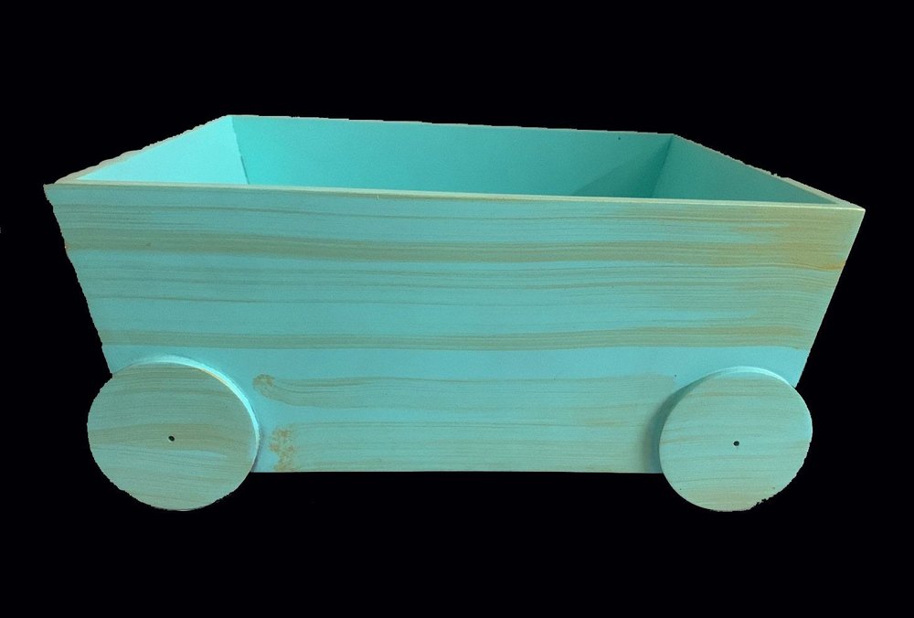 Sky Blue Wooden MDF Baby Cart Basket, Size: 10x12x5 Inches