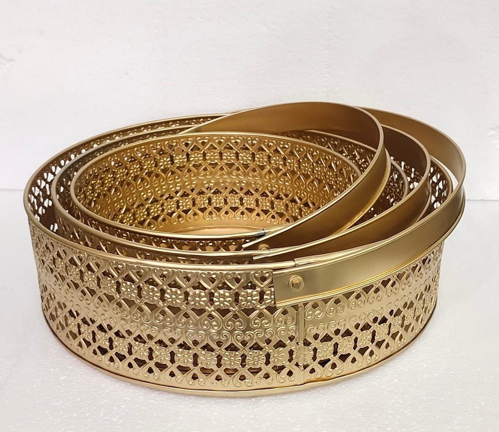 Golden Round Hamper Basket, 1.5 Kgs, Gold