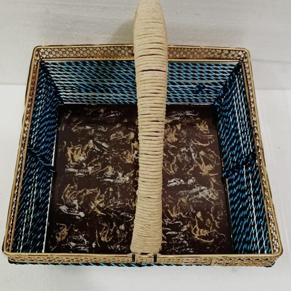 Blue, Black And Brown Woven And Mattel 10x10inch Hand Weaving Basket