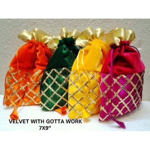 Mix Wedding Return Gifts Ethnic potli purse, Shape: Round, Size: 7 X 9 Inch