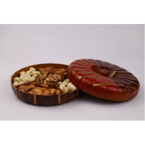 Plastic Round Kaju Pista Dry Fruit Wooden Box