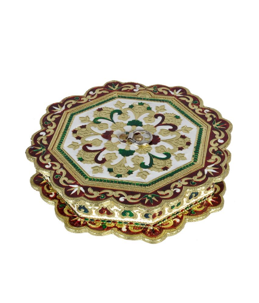 White Metal Meena Dry Fruit Box with Painting, Box Capacity (In gms): 1000 gms