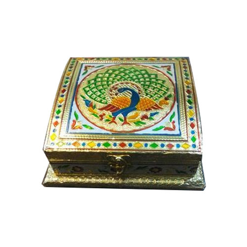 Golden Festival Meenakari Wooden Dry Fruit Box
