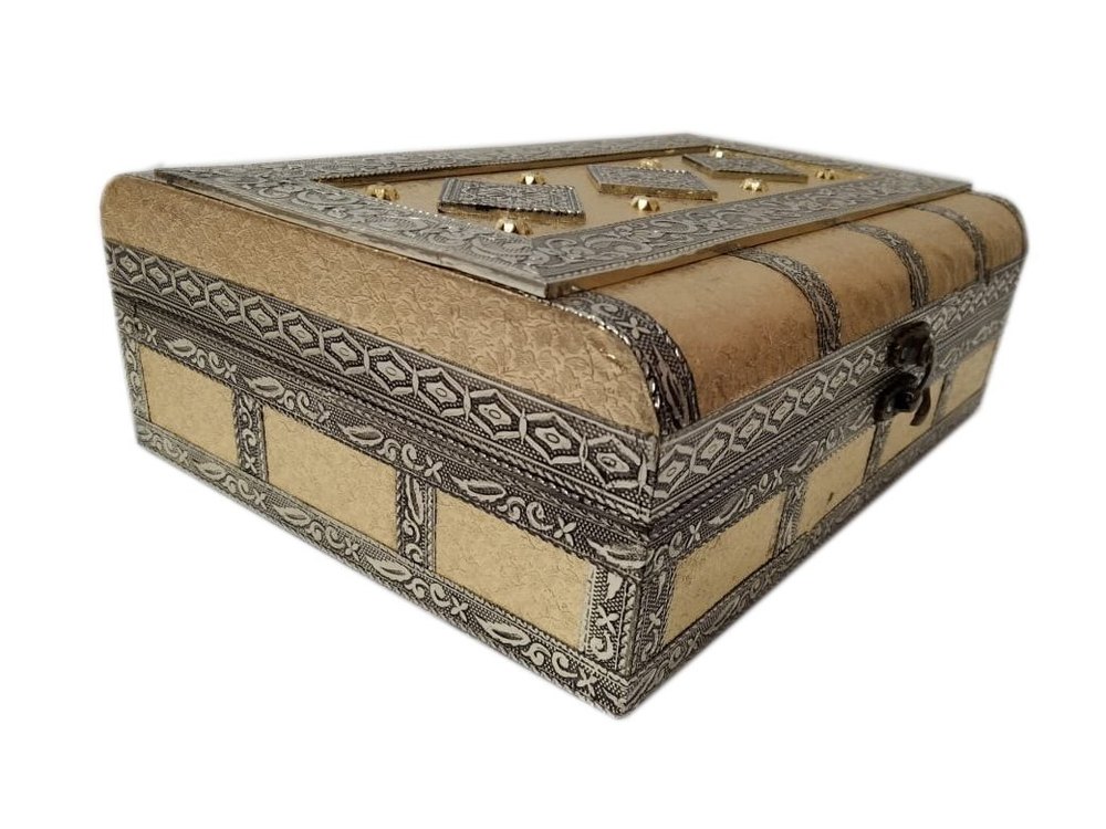 Golden & Brown Festival, Wedding 7X10 Inch Meenakari Wooden Dates Box, For Gift