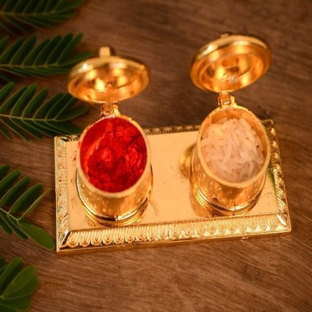 Round Antique Kumkum Seendur & Roli Box, 115 Gm, Size: 6*11*6