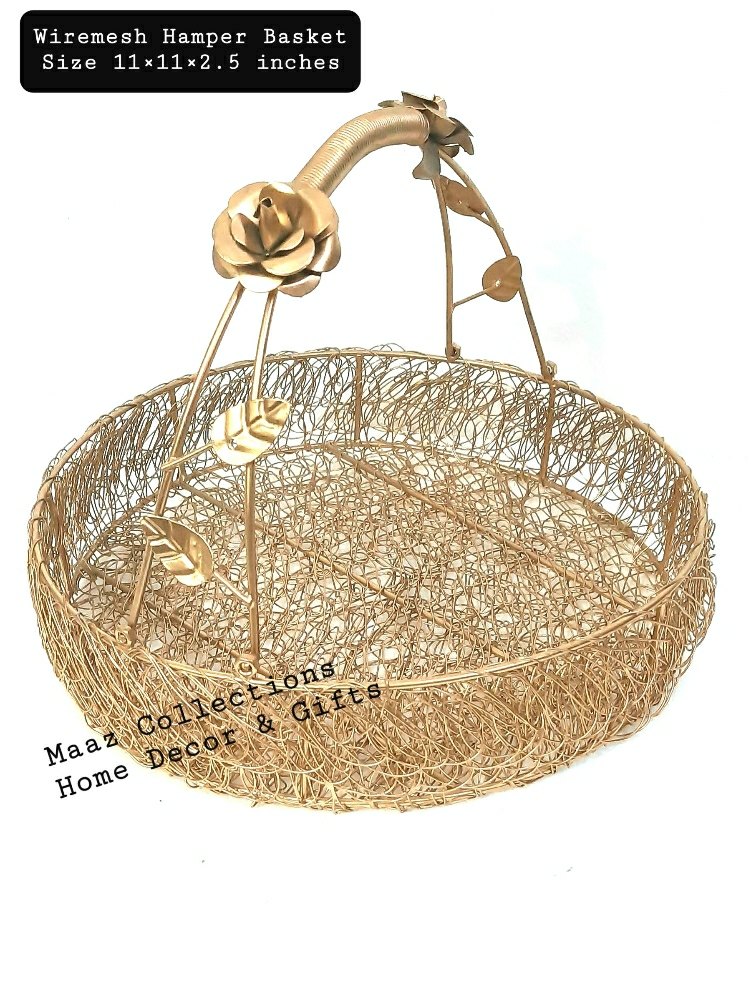 Iron Gold Metal Wire Baskets, For Home, Size: 11x11x2 Inches