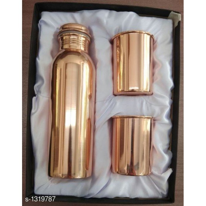 Copper Bottle And Glass Set