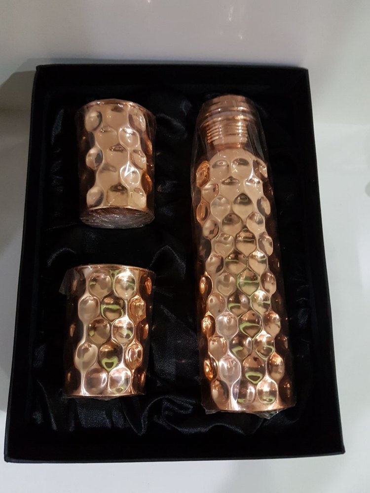 Polished Copper Bottle Glass Set