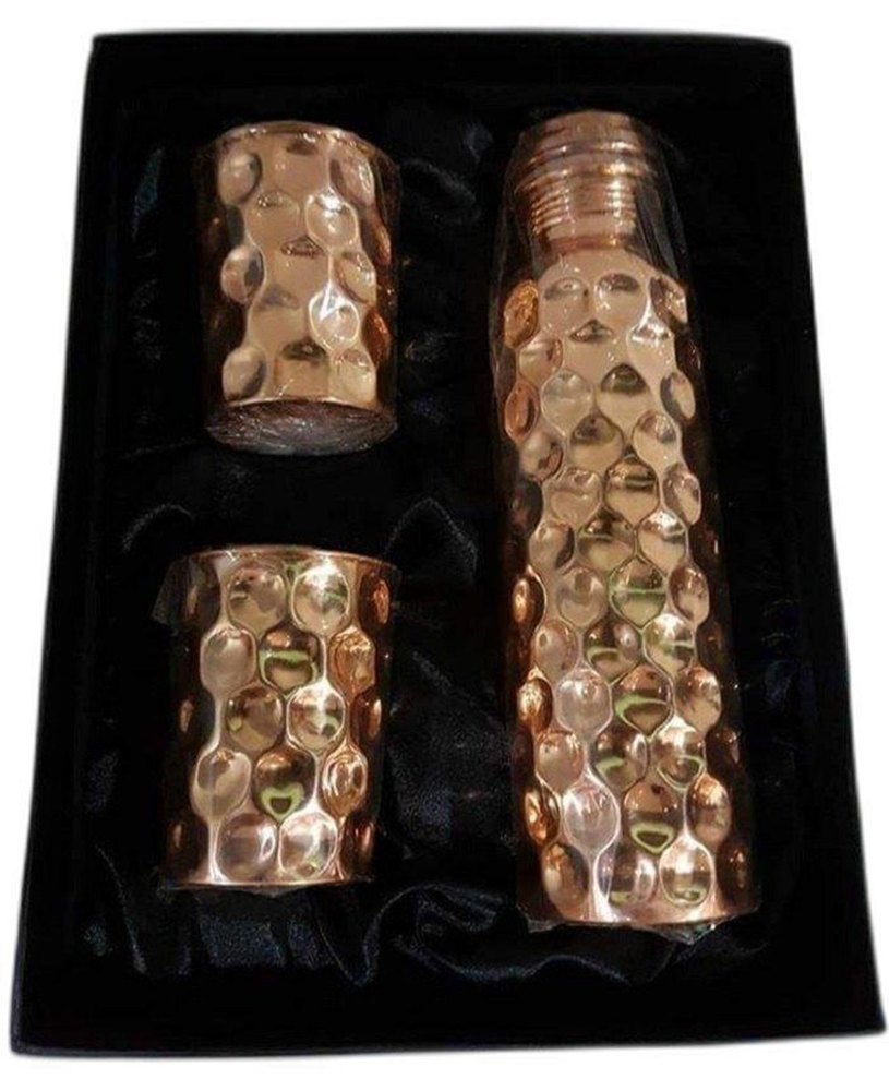 Reddish Brown Round Diamond Copper Glass Bottle Set, For Home, Packaging Type: Box