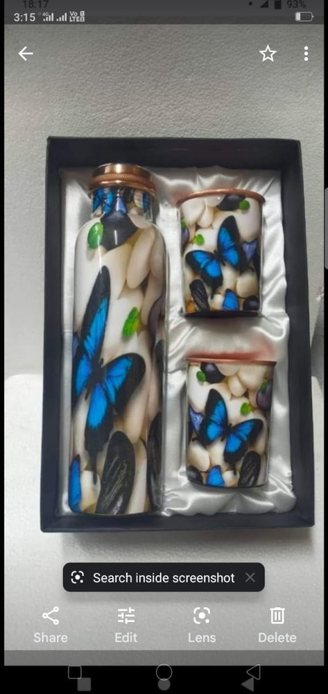Copper Bottle Combo Set 2 Glass 1 Bottle And Gift Packing