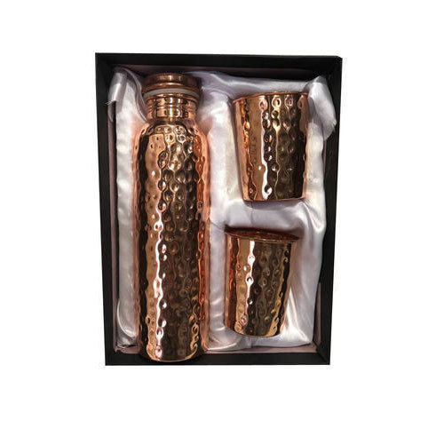 Copper Diamond Bottle Gift Set With 2 Glass, Packaging Type: Box