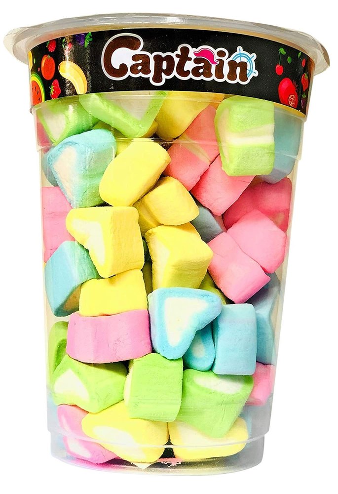 Captain Mixed Color Heart Marshmallow Candy, For Mouth Freshner, Packaging Size: 180 Gm