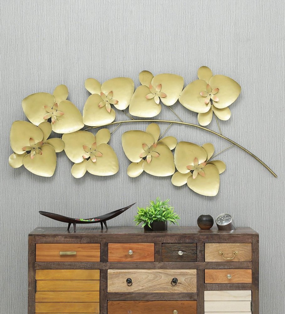 Kaptown Kreations Golden Leaf Iron Wall Decor, Size: 67 X 2 X 34 In